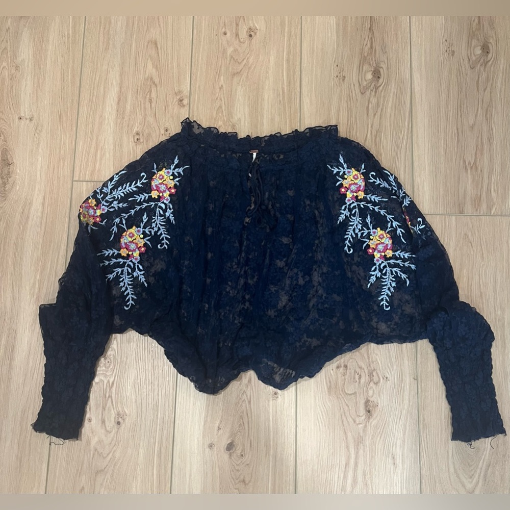 Free People - Jubilee mesh embroidered blouse